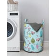 thumbnail image 3 of Summer Laundry Bag, Repeating Fun Items of Popsicle Flamingo Pineapple Diamond Heart Star Leaf, Basket with Handles Drawstring Closure for Laundromats, 13" x 19", Baby Blue Multicolor, by Ambesonne, 3 of 4