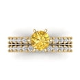 thumbnail image 2 of Clara Pucci 14K Yellow Gold Round Cut 1Ct Simulated Yellow Diamond Engagement Ring + Matching Band - Luxury Box Included, 2 of 7