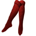 thumbnail image 1 of TIEVOSA Women's Cable Knit Long Boot Stocking Socks Knee High Winter Leg Warmers（Red）, 1 of 2