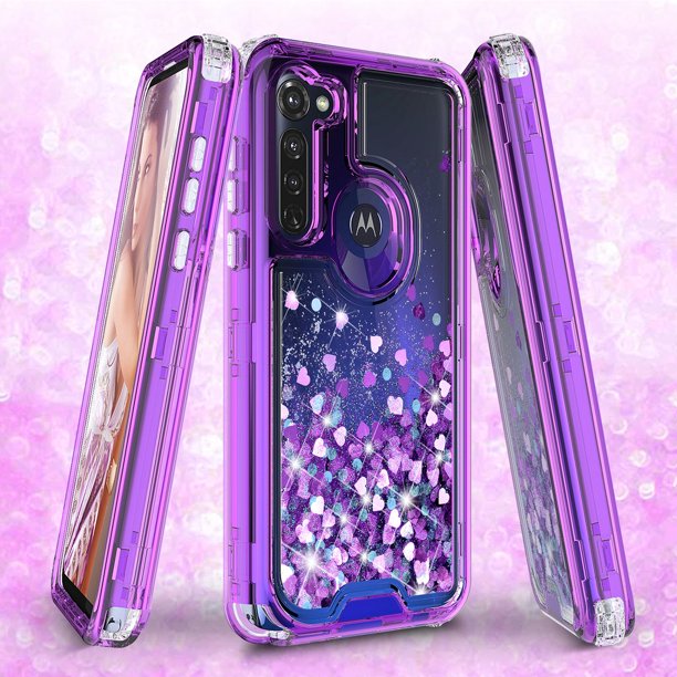 Moto G Stylus Case, Hard Clear Glitter Bling Sparkle Flowing Liquid