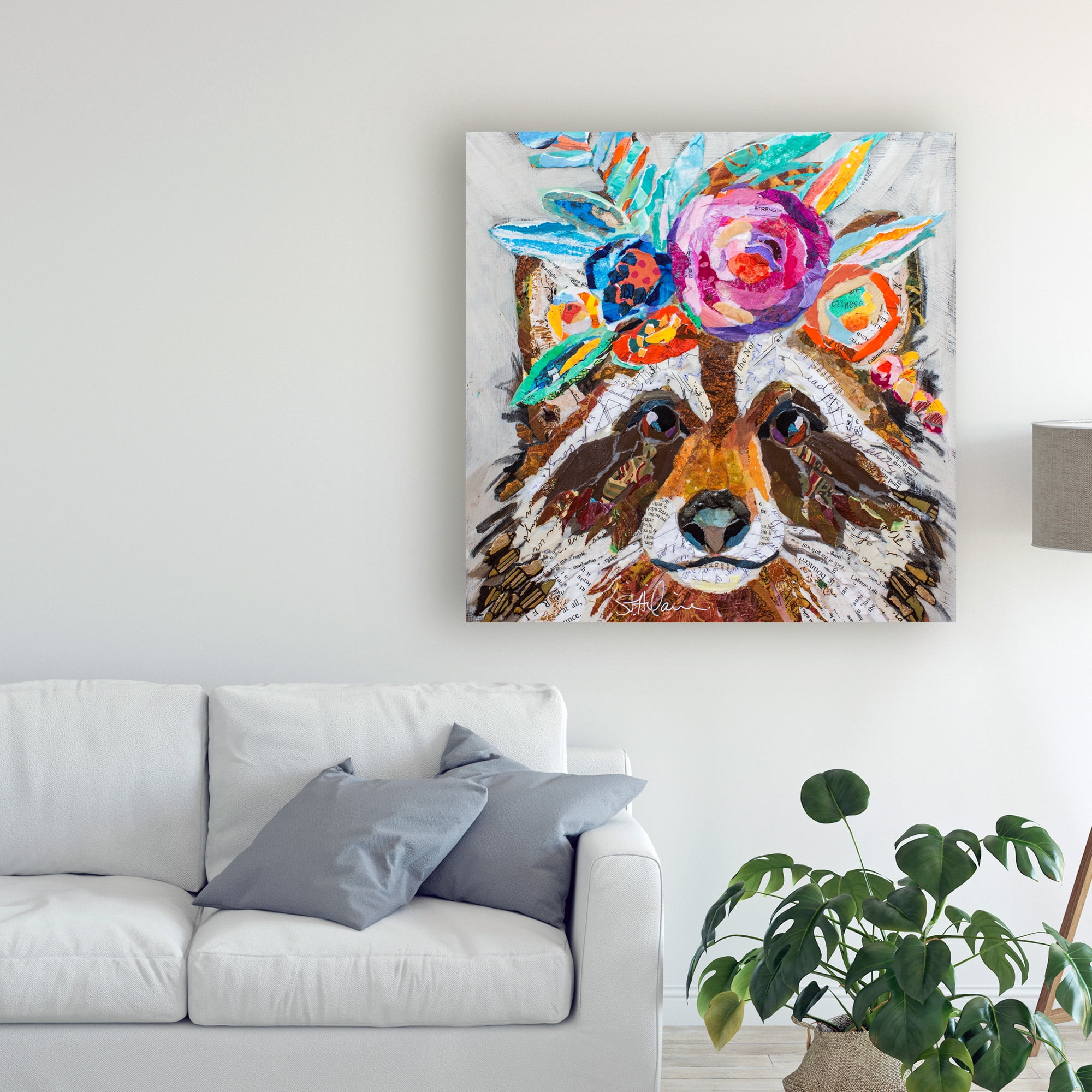 Trademark Fine Art 'Raccoon Floral' Canvas Art by Elizabeth St. Hilaire