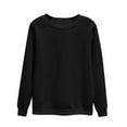 thumbnail image 5 of WTOBBY Women's Casual Solid Color Round Neck Long Sleeve Pullover Top, Fashion Blouse for Ladies Comfortable and Simple with Everyday Style,Black L, 5 of 5