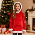 thumbnail image 5 of SRZYMJ Boys Flannel Hooded Pullover Sweatshirt Soft Cozy Casual Wear Youth Childrens Outerwear Jacket Top Red 6-7 Years, 5 of 7