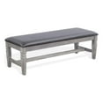 thumbnail image 1 of Camie Dining Bench- 56 Inch Faux Leather Seat- Gray Mahogany Wood, 1 of 6