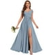 thumbnail image 5 of Vestido de dama de honor Fu Jiang de chifón con hombros descubiertos, color rosa empolvado, 5 of 7