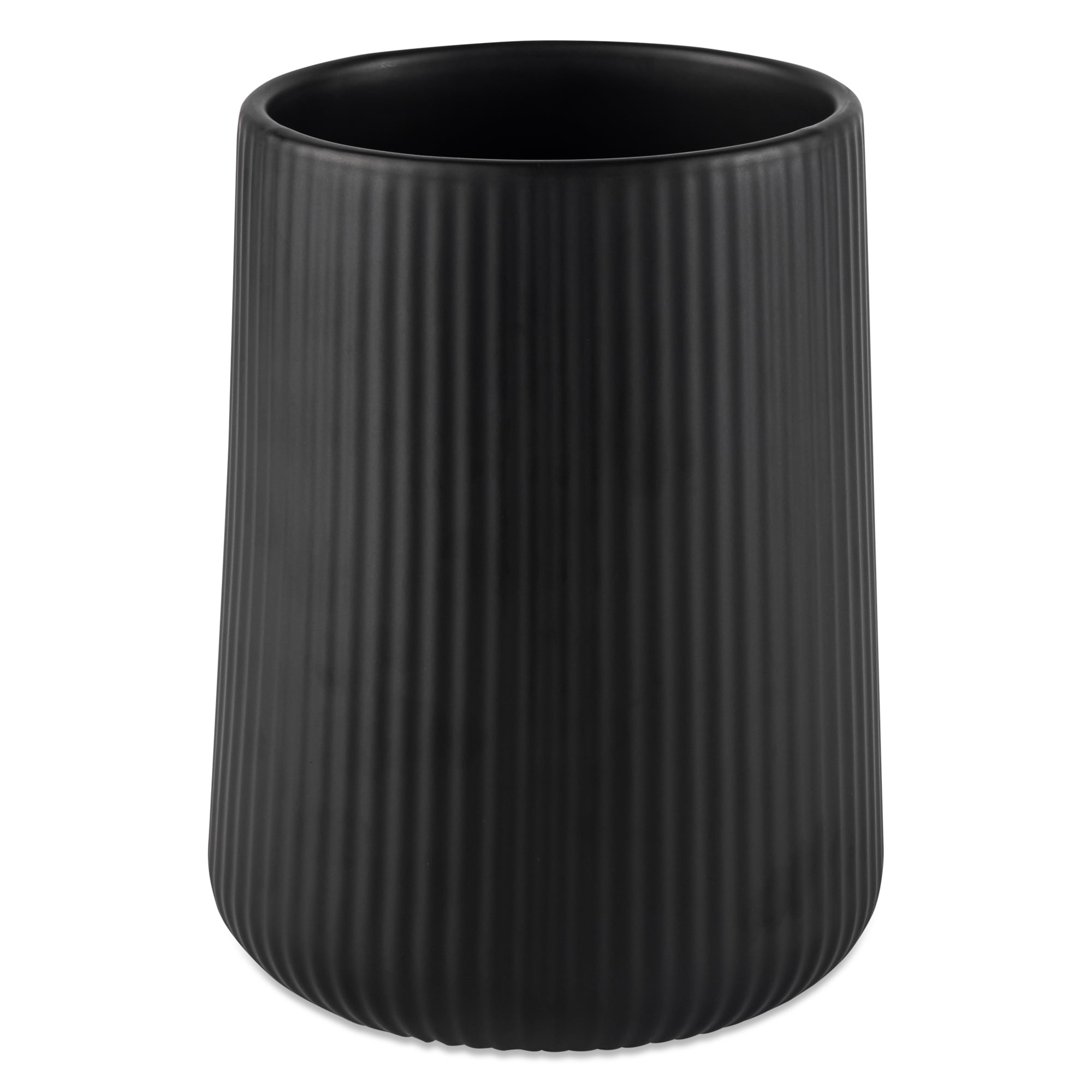 (2 pack) Thyme & Table 6.2" Ribbed Ceramic Kitchen Utensil Holder, Black