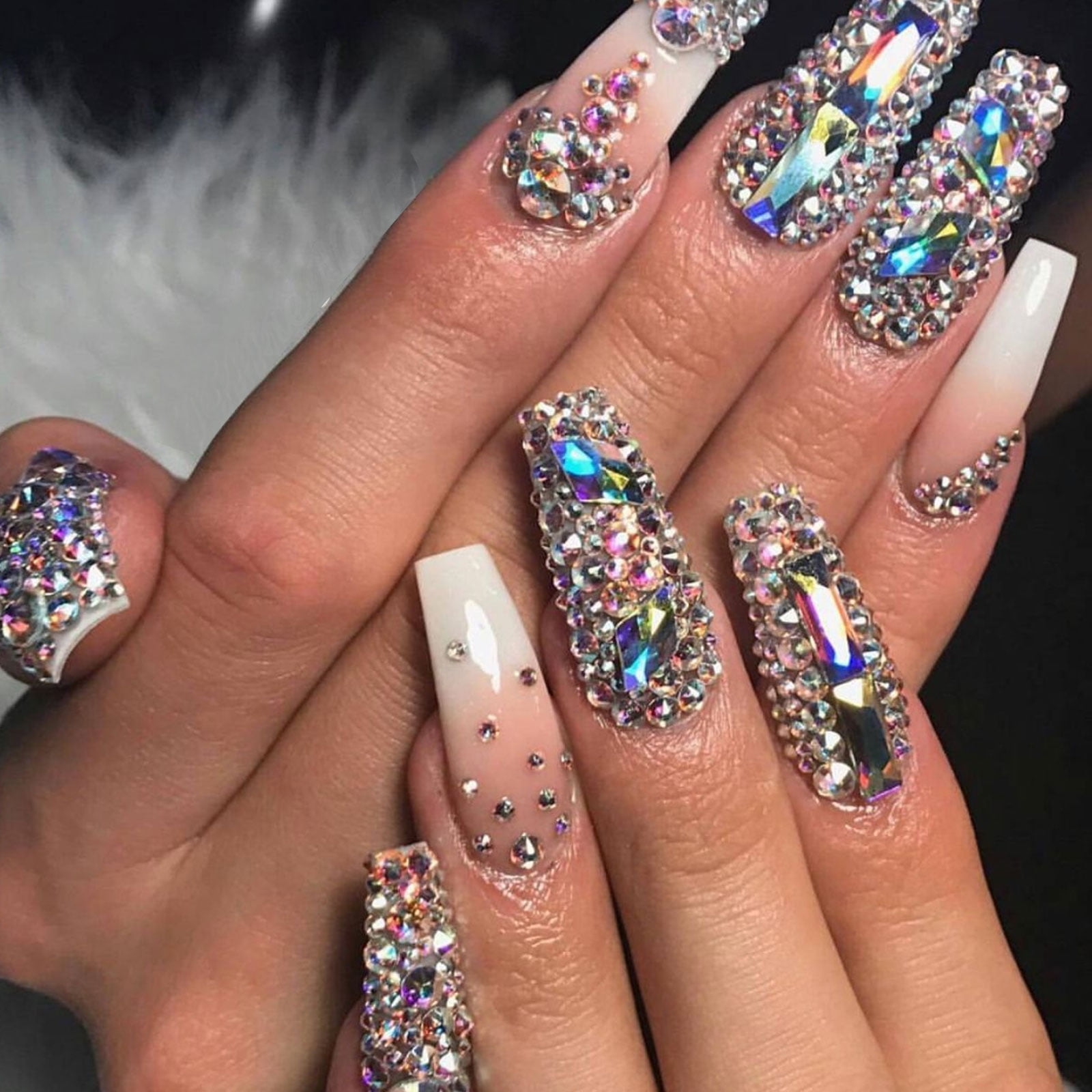 Nail Rhinestones, Crystal Gems Stones Diamond DIY Glass Sand Rhinestones  Beads Iridescent Crystals Long Lasting AB Shine for Art Crafts & Beauty  Makeup, 1000 Pieces - Walmart.com
