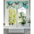 thumbnail image 2 of Abstract Art Tie Up Valances Curtain, Black White Butterfly Wings Turquoise Gradient Kitchen Valances for Windows Decor, Rod Pocket Short Curtains Set for Bedroom/Bathroom, 42"x18", 2 of 9