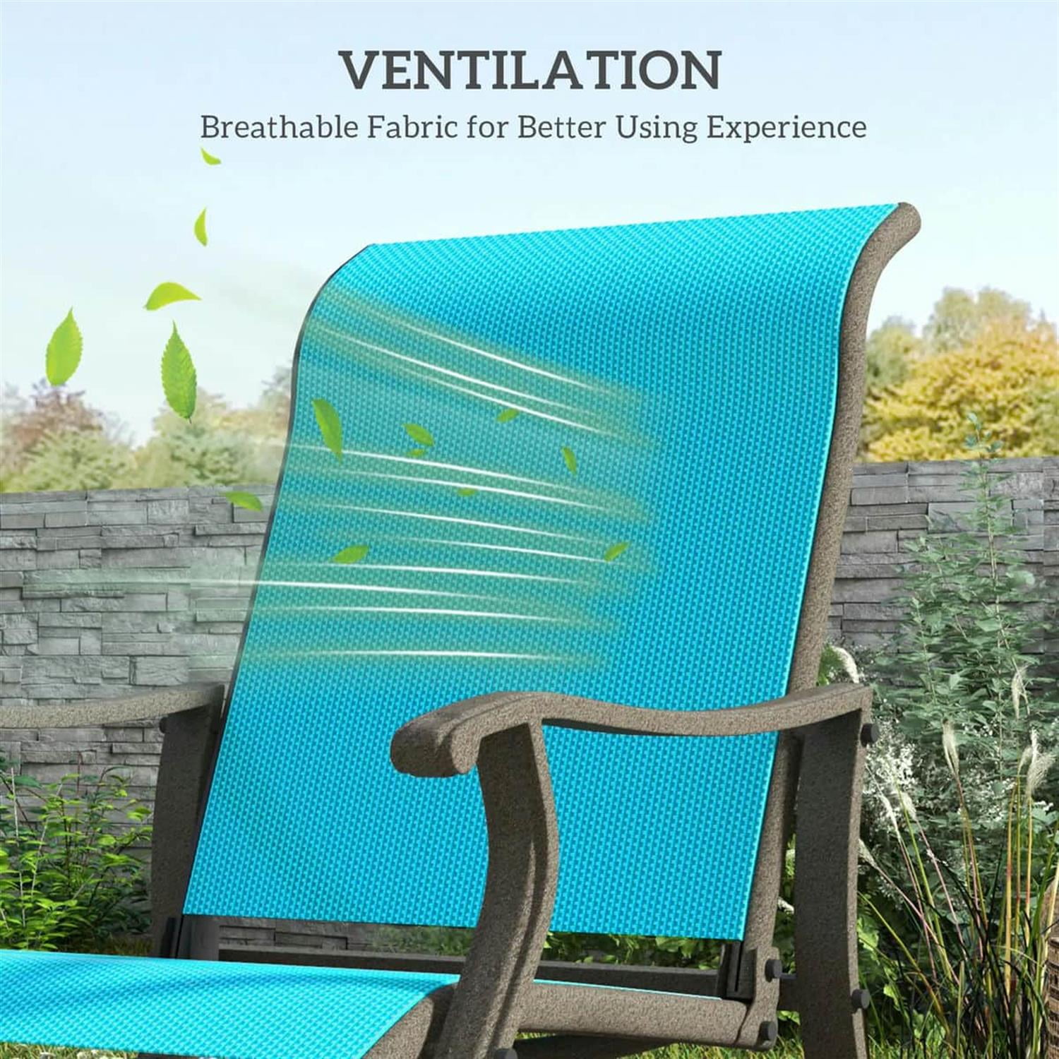 Demi Bonn 38" Outdoor Swing Chair with Mesh Seat, Steel Frame, Patio Glider for Backyard, Garden, Porch, Comfortable Relaxation, Blue