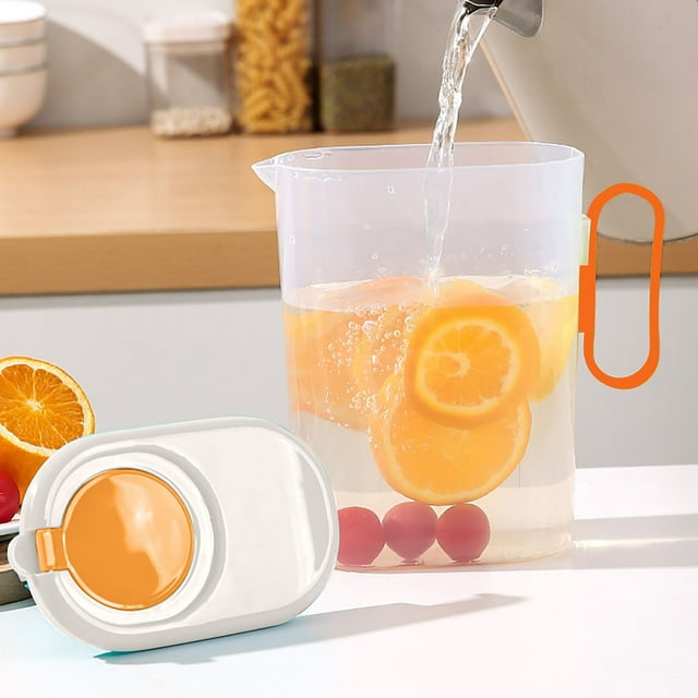 Vrorvz Large Capacity Household Cold Water Kettle with Lid for Iced Drinks,Food Grade and Temperature Resistant,Suit for Refrigerator Storage,Parties Picnics,2L Capacity
