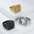 thumbnail image 5 of PAURO Cross Rings for Men Black Silver Gold Plated Cool Simple Square Cubic Zirconia Personalized Statement Dainty Jewelry Silver Size 13, 5 of 6