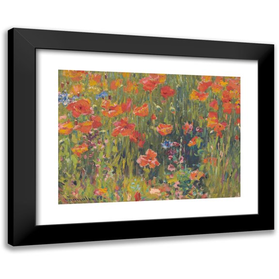 Robert William Vonnoh 14x11 Black Modern Framed Museum Art Print Titled - Poppies (1888)