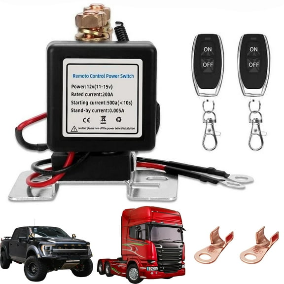 Wireless Remote Control Battery Relay Switch, wita Remote Start & Warm-Up/Cool-Down, Anti-Theft, Remote Battery Disconnect Switch, Installation for 12v/24v Cars RVs, Trucks, Motorcycles
