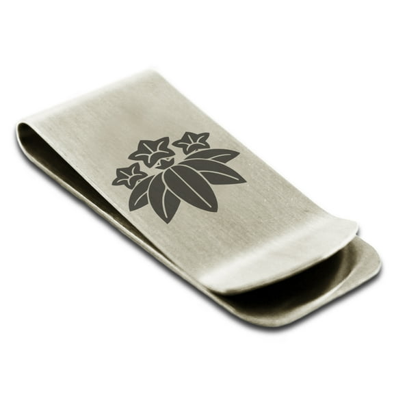 Stainless Steel Minamoto Samurai Crest Engraved Money Clip Credit Card Holder