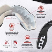 SAFEJAWZ Sports Mouth Guard with Case, Dual Layer Adult and Youth Mouthguard (Black Fangz, Adult (12+ Years))