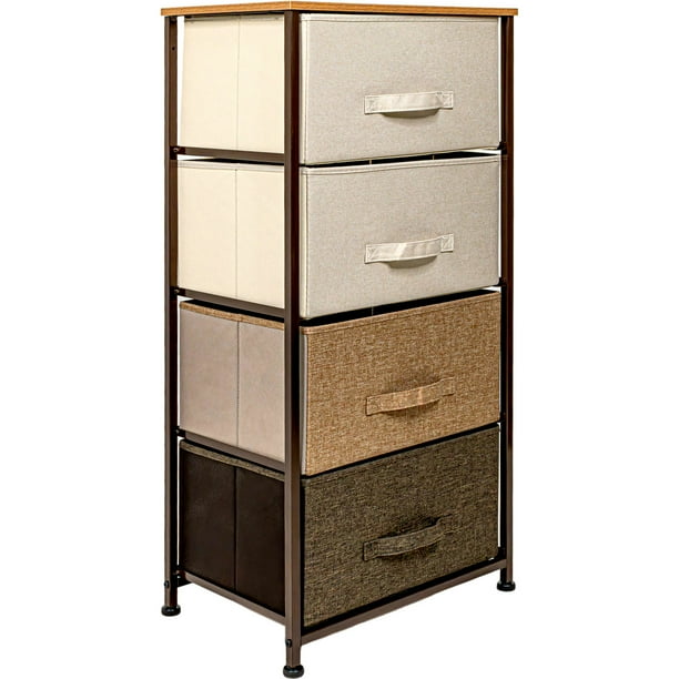 Mueble Buro Organizador Comoda 4 Cajones Tela Moderno Café