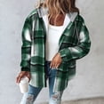 thumbnail image 5 of Women's Winter Casual Fashion Plaid Hooded Long Sleeve Wool Blend Outer Fleece Lined Thickened Button Closure Jacket Coat Top for Winter Daily Casual Outfits, 5 of 6