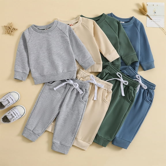 MXIEZI Newborn Boys Sweatshirt 2 Piece Outfits Baby Spring Fall Winter Clothes Long Sleeve T-Shirt Tops jogger Pants Two Piece Set for Baby 0-24 Months