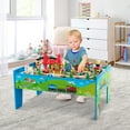 thumbnail image 4 of Gymax 80PCS Kids Wooden Train Activity Playset w/ Solid Wood Tracks Detachable, 4 of 9