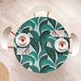 thumbnail image 4 of Ambesonne Leaves Greenery Fitted Round Tablecloth, Botanical Jungle, 40"- 44" Diameter, Emerald Teal Eggplant, 4 of 5