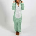 thumbnail image 2 of Jumpsuits for Women Plus Size Women Long Sleeve Hooded Jumpsuit Pajamas Casual Winter Warm Rompe Sleepwear, 2 of 9