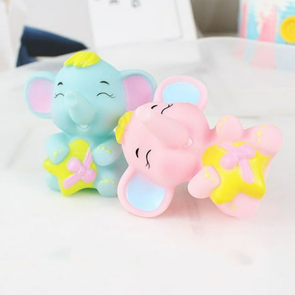 FUTUREORYY 2Pcs Mini Elephant Table Decor Elephant Baby Shower Cake Decorations Blue Pink PVC Home Decor