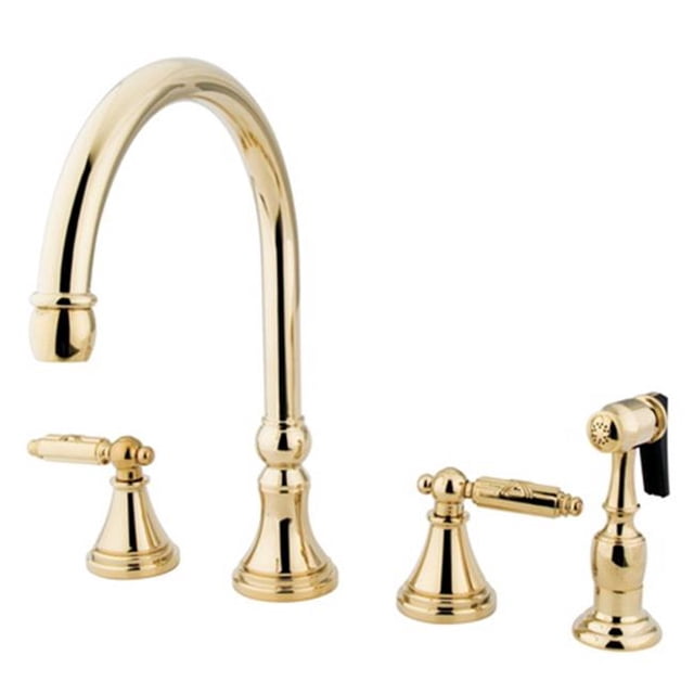 Gourmetier Two Handle Kitchen Faucet, Polished Brass