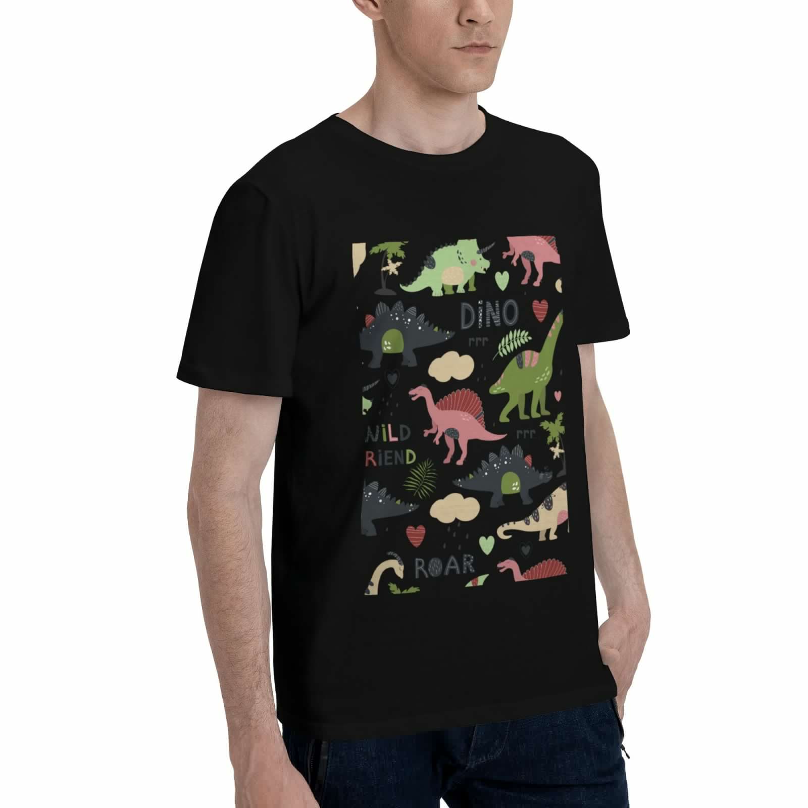 thumbnail image 2 of Bingfone Cute Dinosaurs Men'S Loose Fit Short-Sleeve Pocket T-Shirt, 2 of 7