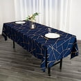 thumbnail image 3 of BalsaCircle 60" x 102" Navy Blue Gold Metallic Geometric Design Polyester Rectangle Tablecloth, 3 of 8
