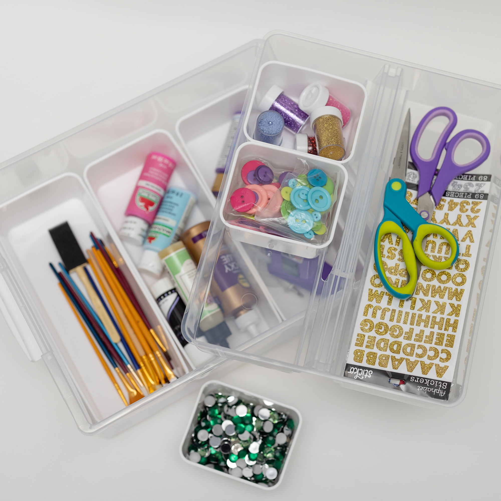 Everything Mary 7-Piece Clear Plastic Craft and Hobby Storage Container for Craft Tools