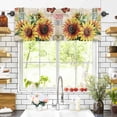 thumbnail image 3 of Watercolor Sunflower Butterfly Valances for Windows Vintage Letter Texture Rod Pocket Curtain Valance Window Treatment Short Curtains for Kitchen Living Room, 42"x12", 3 of 5