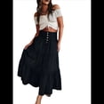 thumbnail image 2 of Vestido Bohemio para Mujer, con Cintura Alta, Volantes, Fluido, con Volantes Escalonados, Corte A, para Playa. Negro L, 2 of 9