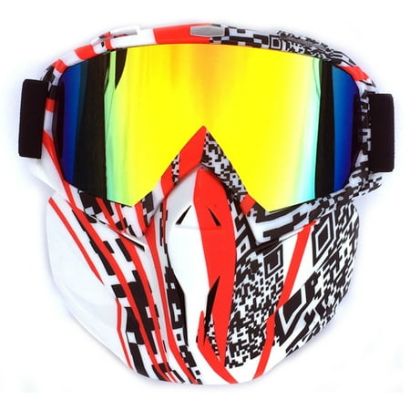 Winter Cycling Goggles Retro Outdoor Cycling Mask Goggles Motocross Ski Snowboard Snowmobile Face Mask Shield Glasses Eyewear Two-dimensional code frame imitation red lens ()