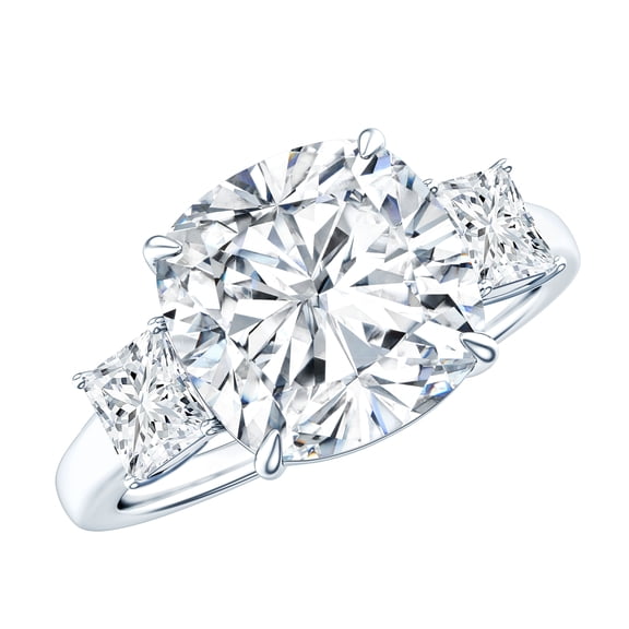 Rosec Jewels Cubic Zirconia 3 Stone Engagement Ring for Women - AAAAA Quality Certified - Statement Ring - With Jewelry Box, 925 Sterling Silver, US 4.00