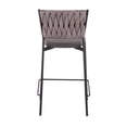 thumbnail image 5 of Braided Tania Contemporary Counter Stool in Black Metal, Grey Faux Leather, and Light Brown Fabric by LumiSource - Set of 2, 5 of 6