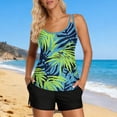 thumbnail image 5 of Staron Women's Hawaiian Print Bikini Swimsuit with Removable Padded Bra High Cut Tankini Top and Bottoms with Pockets Beach Vacation Swimwear, Green XL, 5 of 7