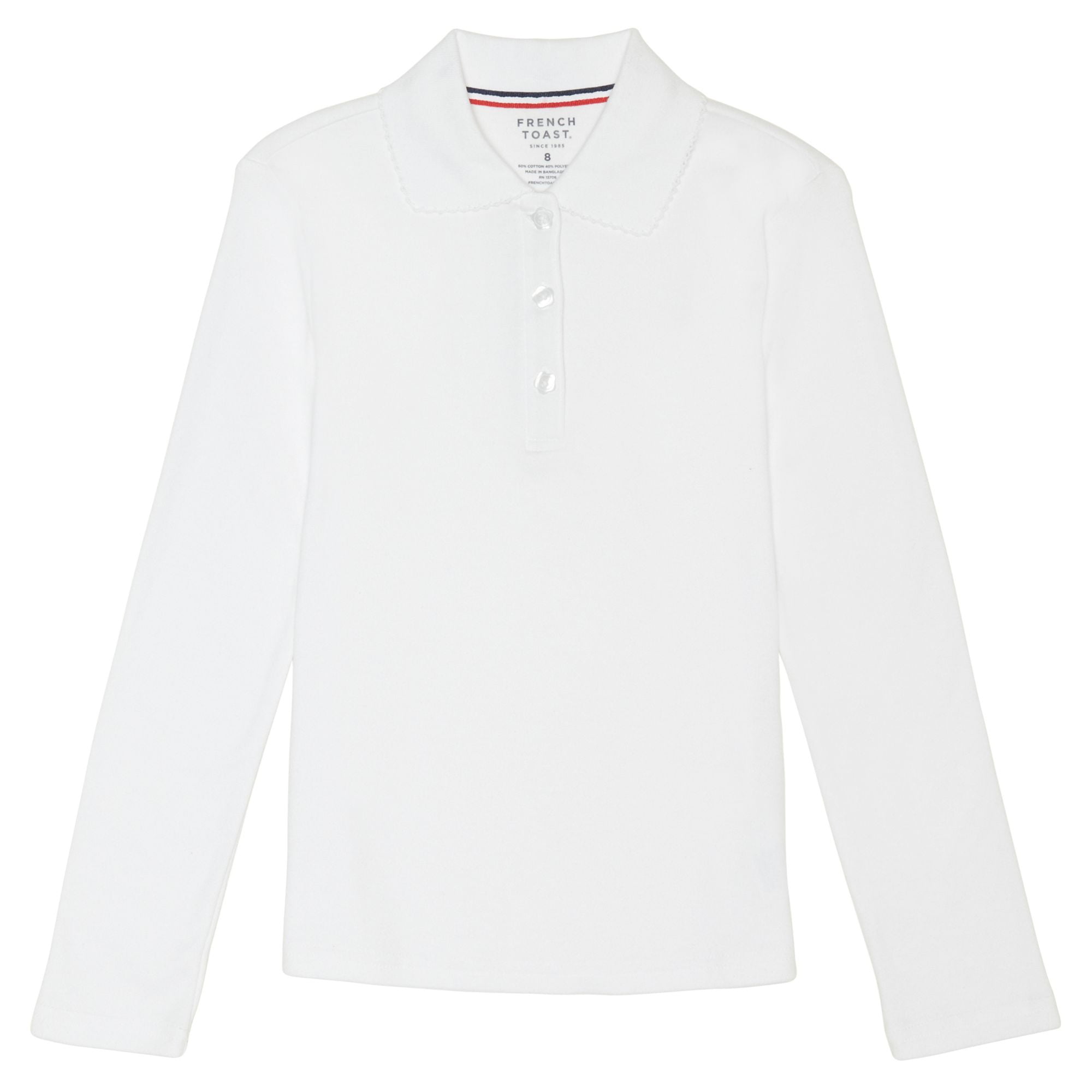 French Toast School Uniform Girls Long Sleeve Polo Interlock with Picot Collar 