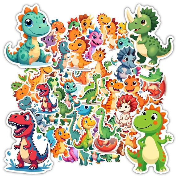 35pcs-50pcs Cartoon Dinosaur Stationery Stickers Kids Stickers Animal Stickers for Luggage Laptop Fridge