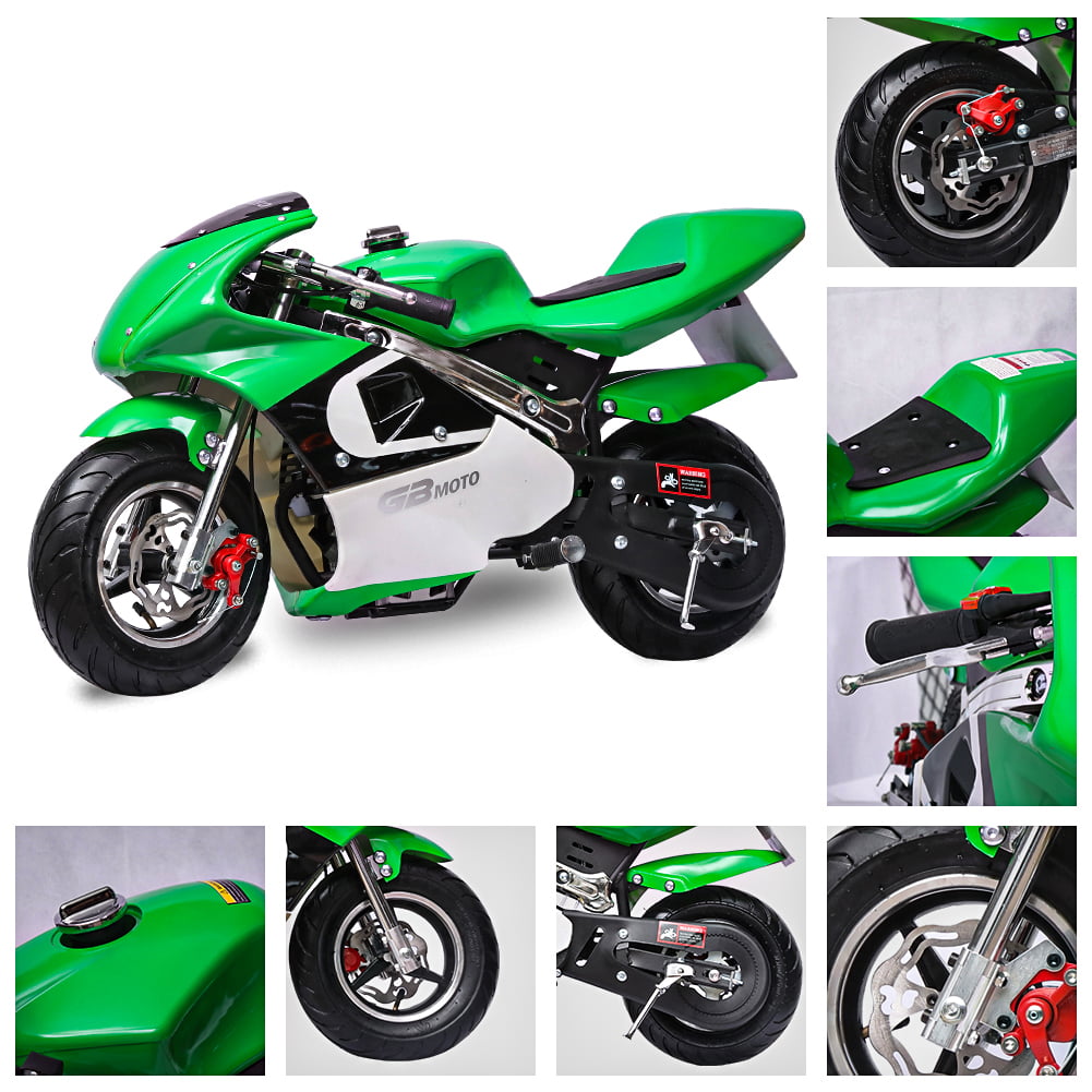 40CC 4Stroke Kids Gas Pocket Bike Mini Motorcycle,Green