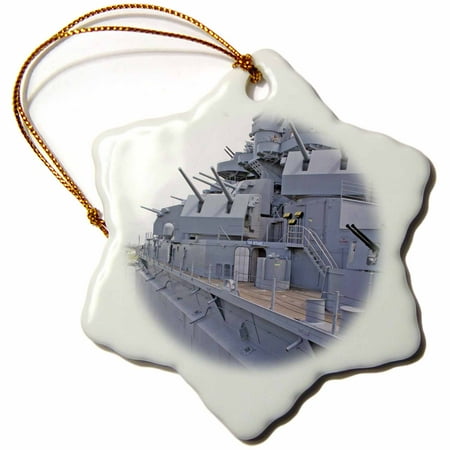 3dRose USS Alabama Battleship Memorial Park Mobile Alabama - US01 MGI0027 - Mark Gibson, Snowflake Ornament, Porcelain, 3-inch