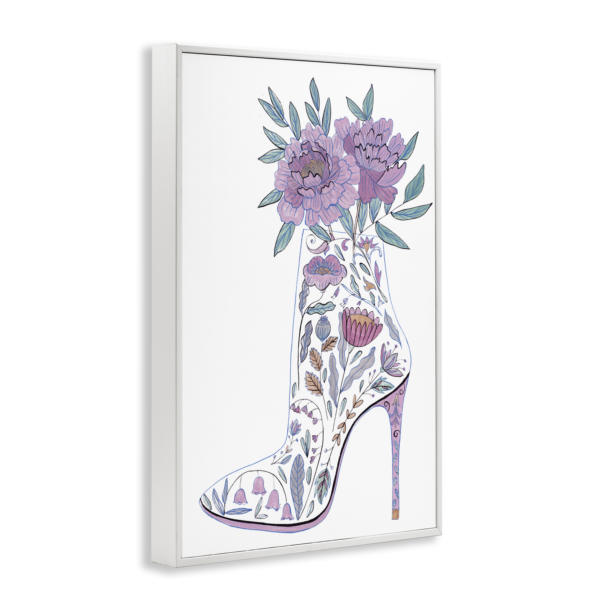 Stupell Industries Floral Heel Bouquet Botanical & Floral Painting White Framed Art Print Wall Art, 16 x 24