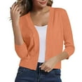 thumbnail image 6 of Fanxing Women's 3/4 Sleeve Cropped Cardigans Sweaters Jackets Open Front Short Shrugs for Dresses Orange M, 6 of 7