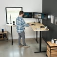 thumbnail image 3 of VIVO Light Wood / Black Electric 71" x 71" Curved Corner Stand Up Desk, 3 of 8