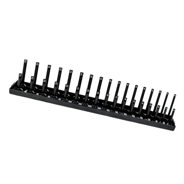 Organizador de herramientas de almacenamiento con bandeja para dados métricos, con impulsión de 1/4, 3/8 y 1/2 pulgadas 0.5 pulgadas negro