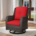 thumbnail image 3 of MeetLeisure 1 PCS Outdoor Swivel Rocker Patio Chair, Wicker Furniture with High Back, Deep Seating, Wide Armrest, Thick Cushions for Deck Porch, Red, 3 of 11