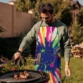 thumbnail image 4 of Colorful Paint Burst Pattern Apron-Garden Aprons for Women with Pockets-Cotton Linen Waterproof Kitchen Cooking Gardening Aprons Adjustable for Kitchen,Cooking,BBQ and Salon 33x27 Inch, 4 of 7