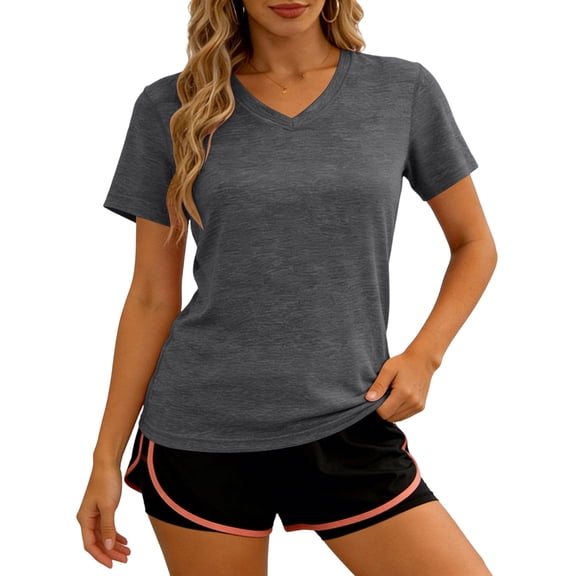 Ankola Women's V Neck Workout Shirts Short Sleeve Moisture Wicking Yoga T-Shirts Quick Dry Athletic Tops