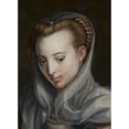 thumbnail image 2 of Bernaert de Rijckere 14x18 Gold Ornate Wood Frame and Double Matted Museum Art Print Titled - Head of a Woman Looking Down to the Right (1580), 2 of 4