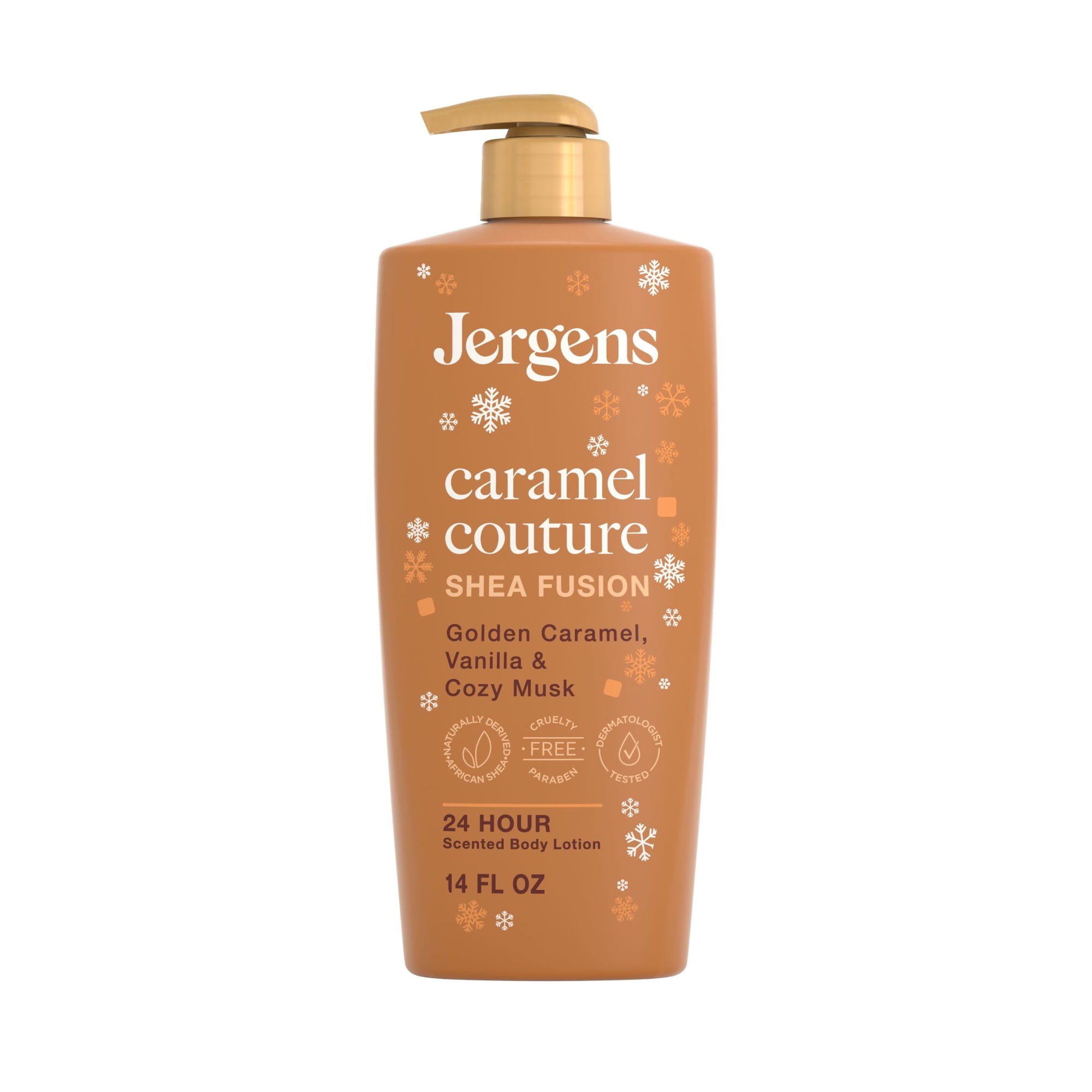 Jergens Shea Fusion Caramel Couture Scented Body Lotion, Moisturizer for Dry Skin, 14 fl oz