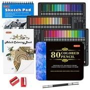80 Colors Professional Colored Pencils, Shuttle Art Soft Core Pencil Set with 1 Coloring Book,1 Sketch Pad, 2 Sharpener, 1 Pencil Extender, Perfect Set for Artists Adult Beginners Sketching,